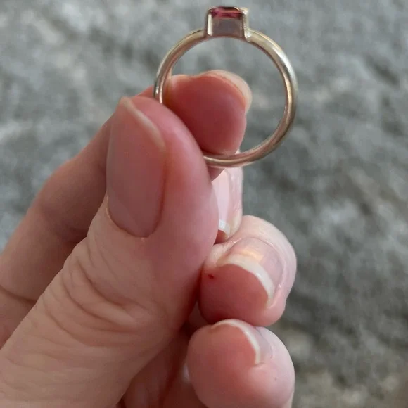 Tiffany & Co. Silver Pink Tourmaline Stacking Ring